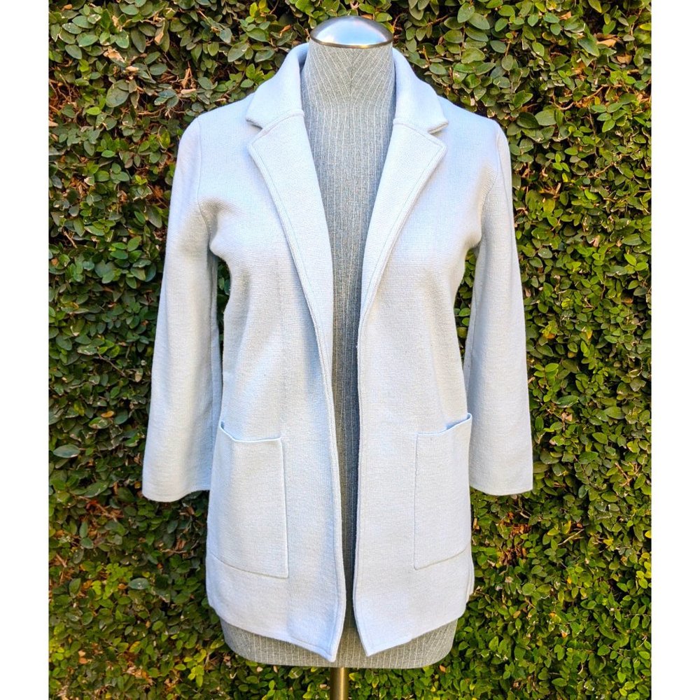 J Crew Sophie Open Front Sweater Blazer Light Blue